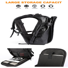 Men's Backpack USB Charge Travel Laptop Back Packs 40 PU Leather School Bag
