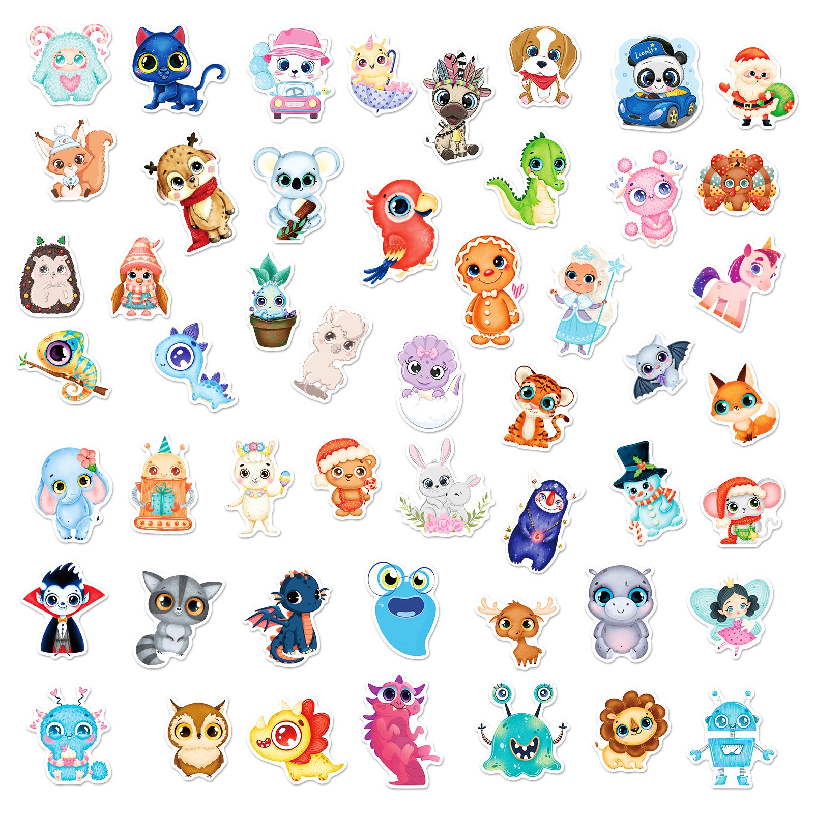 50pc Big Eye Animal Graffiti Stickers Pack Waterproof Vinyl Stick