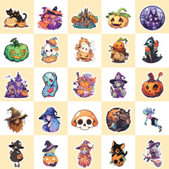 50pcs Halloween Pumpkin Stickers Vinyl Waterproof Scrapbook Stickers