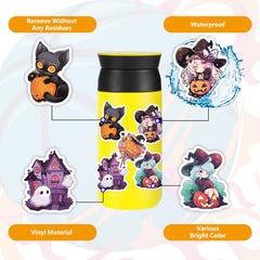 50pcs Halloween Pumpkin Stickers Vinyl Waterproof Scrapbook Stickers
