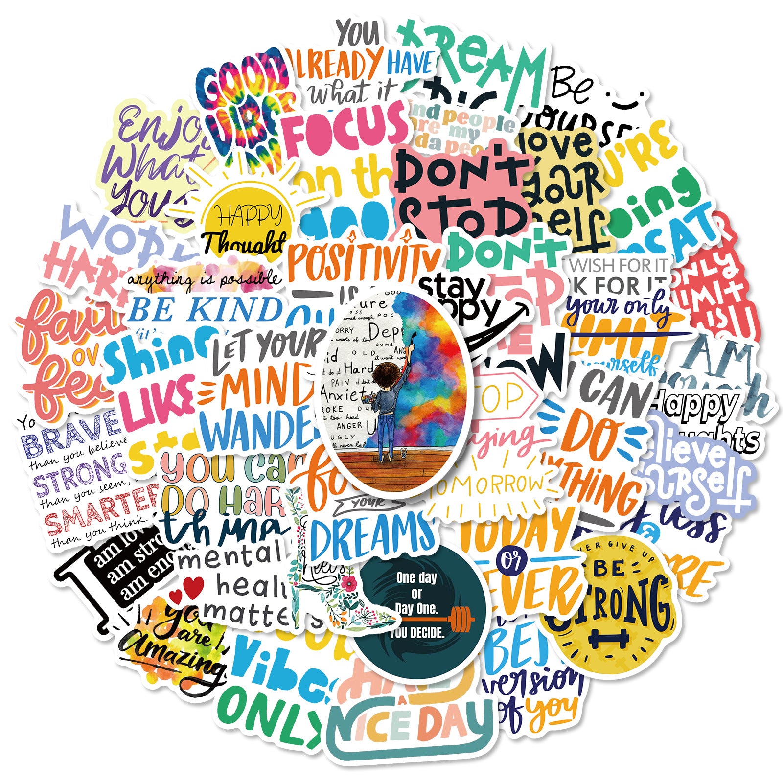 50pcs Mental Health Stickers Awareness Water Bottle Laptop Adults Therapist