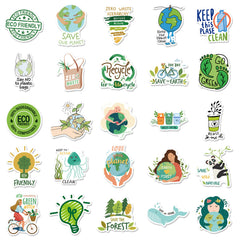 50pcs Earth Environmental Protection Stickers for Luggage Laptop Guitar
