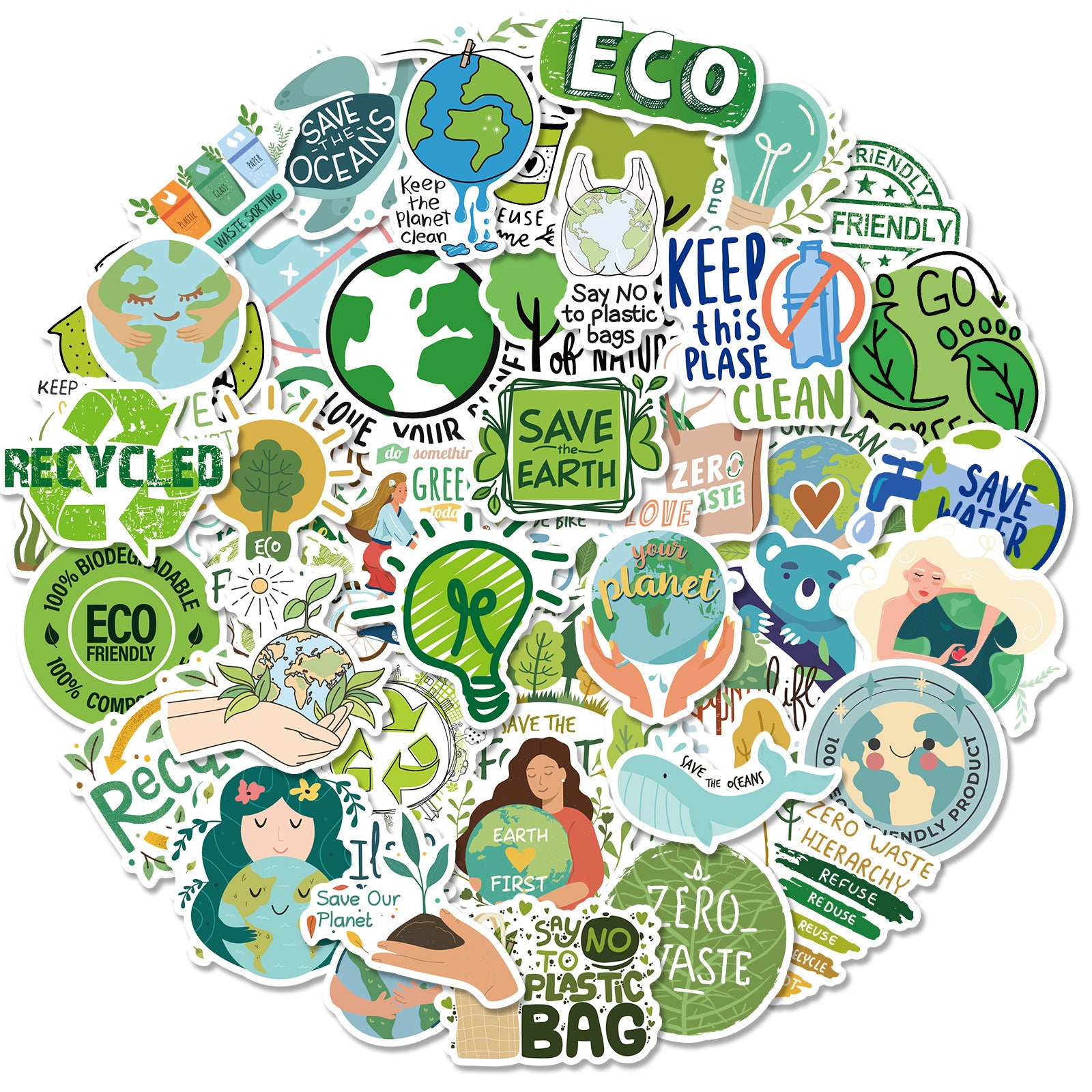 50pcs Earth Environmental Protection Stickers for Luggage Laptop Guitar
