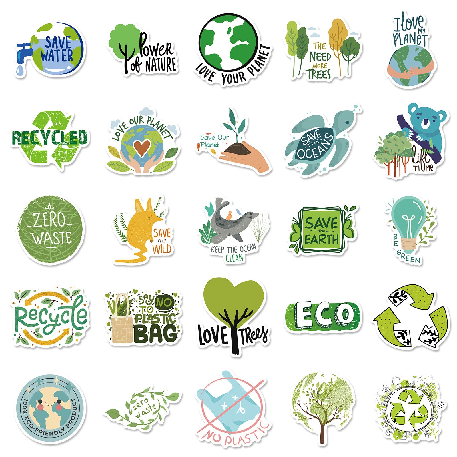 50pcs Earth Environmental Protection Stickers for Luggage Laptop Guitar