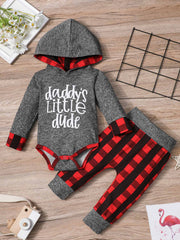 Baby Boy Plaid Hoodies Romper Pants 2PCS Outfits Set