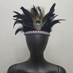 Kids Indian Chief Feather Headdress Hair Accessory for Carnival Stage
