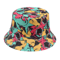 Cartoon Print Reversible Sunshade Fisherman Cap Lightweight Basin Hat
