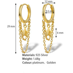 S925 Silver Tassel Star Chain Earrings for Girls