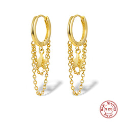S925 Silver Tassel Star Chain Earrings for Girls