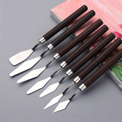 7pcs Palette Set Stainless Steel Palette Knives Painting Stick Scraper