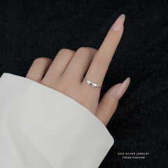 S925 Sterling Silver Bow Adjustable Index Finger Ring Hand Jewelry Gift