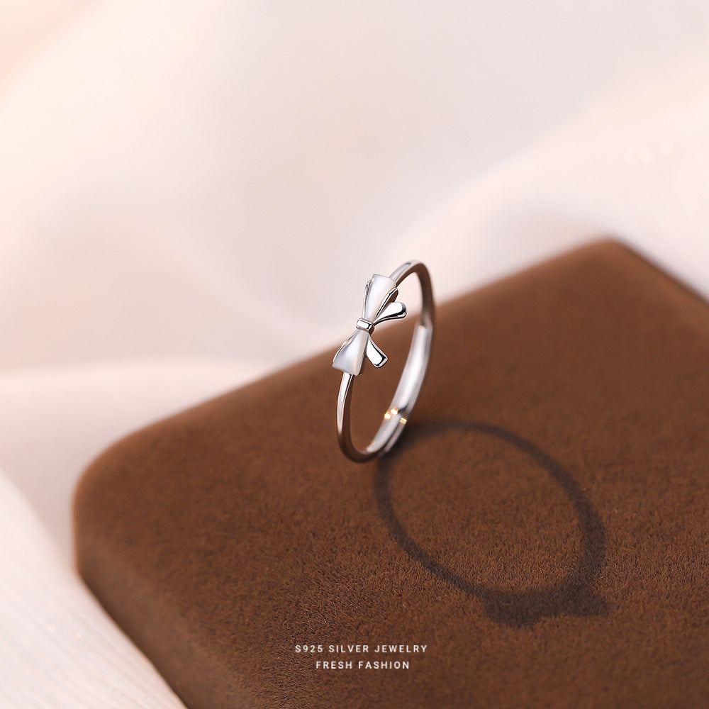 S925 Sterling Silver Bow Adjustable Index Finger Ring Hand Jewelry Gift