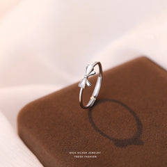 S925 Sterling Silver Bow Adjustable Index Finger Ring Hand Jewelry Gift