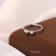S925 Sterling Silver Bow Adjustable Index Finger Ring Hand Jewelry Gift