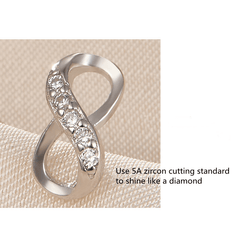 S925 Silver Infinite Symbol Stud Earrings Cubic Zirconia Decor Jewelry