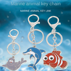 Cartoon Sea Animal Key Chain Dolphin Sea Lion Seal Goldfish Key Pendant