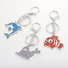 Cartoon Sea Animal Key Chain Dolphin Sea Lion Seal Goldfish Key Pendant