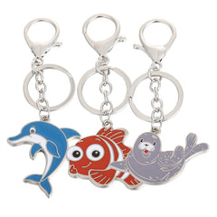Cartoon Sea Animal Key Chain Dolphin Sea Lion Seal Goldfish Key Pendant