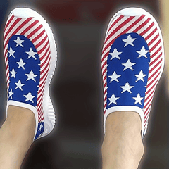 Women's Flag Pattern Flatform Slip-On Loafers