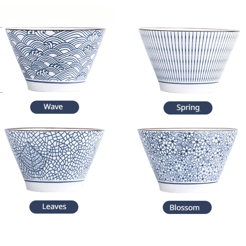 Japanese Style Ceramic Bowl Set for Ramen Noodles and Soup