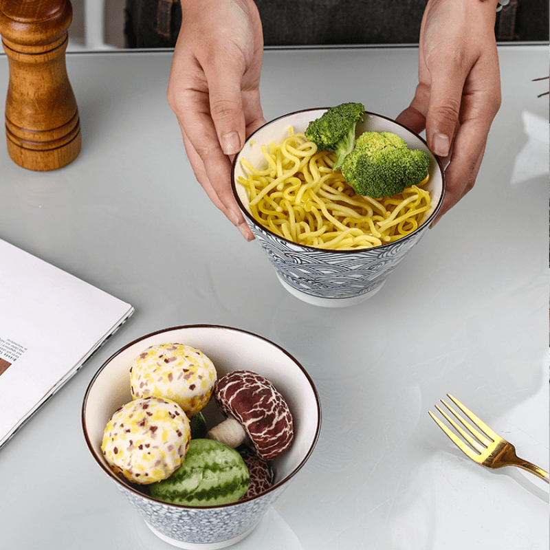 Japanese Style Ceramic Bowl Set for Ramen Noodles and Soup