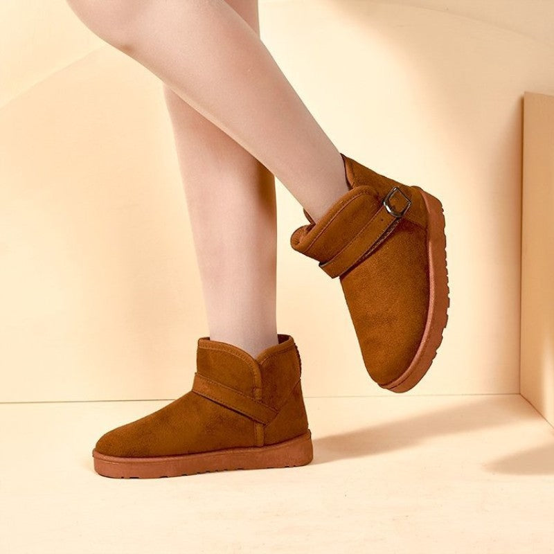 Women's Solid Snow Boots Warm Winter Fleece Shoes
