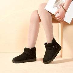Women's Solid Snow Boots Warm Winter Fleece Shoes