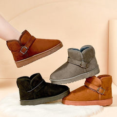 Women's Solid Snow Boots Warm Winter Fleece Shoes