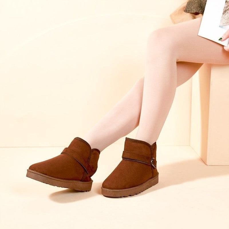 Women's Solid Snow Boots Warm Winter Fleece Shoes