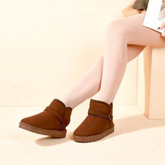 Women's Solid Snow Boots Warm Winter Fleece Shoes