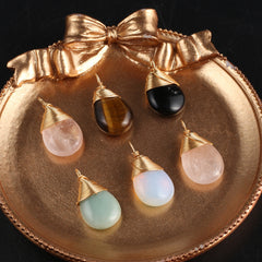 Natural Stone Pendant Drop Shape Crystal Charms for Jewelry Making DIY