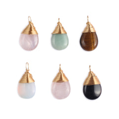 Natural Stone Pendant Drop Shape Crystal Charms for Jewelry Making DIY
