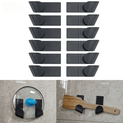 6 Pairs Spoon Rest & Pot Lid Holder Wall Mounted - Kitchen Organizer