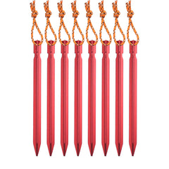 8pcs Aluminum Thickened Camping Tent Pegs with Rope