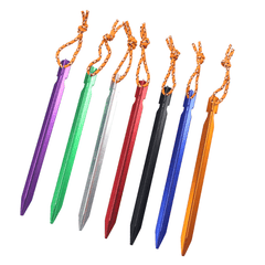 8pcs Aluminum Thickened Camping Tent Pegs with Rope