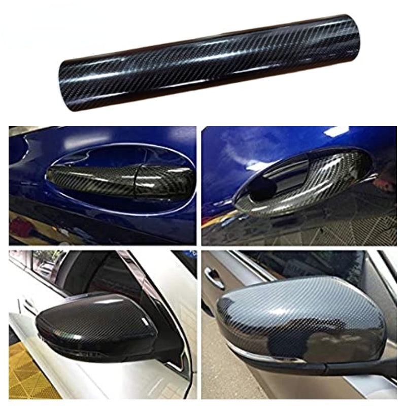 8in High Glossy Car 7D Carbon Fiber Wrapping Vinyl Film Stickers Waterproof