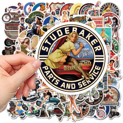 100pcs Retro Motorcycle Stickers Waterproof DIY Room Decoration
