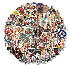 100pcs Retro Motorcycle Stickers Waterproof DIY Room Decoration