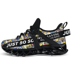 Men's Blade Style Running Shoes Breathable Knit Lace Up Non Slip Jogging Shoes