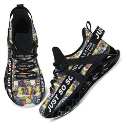 Men's Blade Style Running Shoes Breathable Knit Lace Up Non Slip Jogging Shoes
