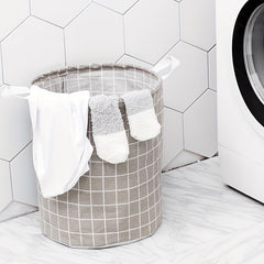 Stylish Plaid Fabric & Linen Dirty Clothes Basket