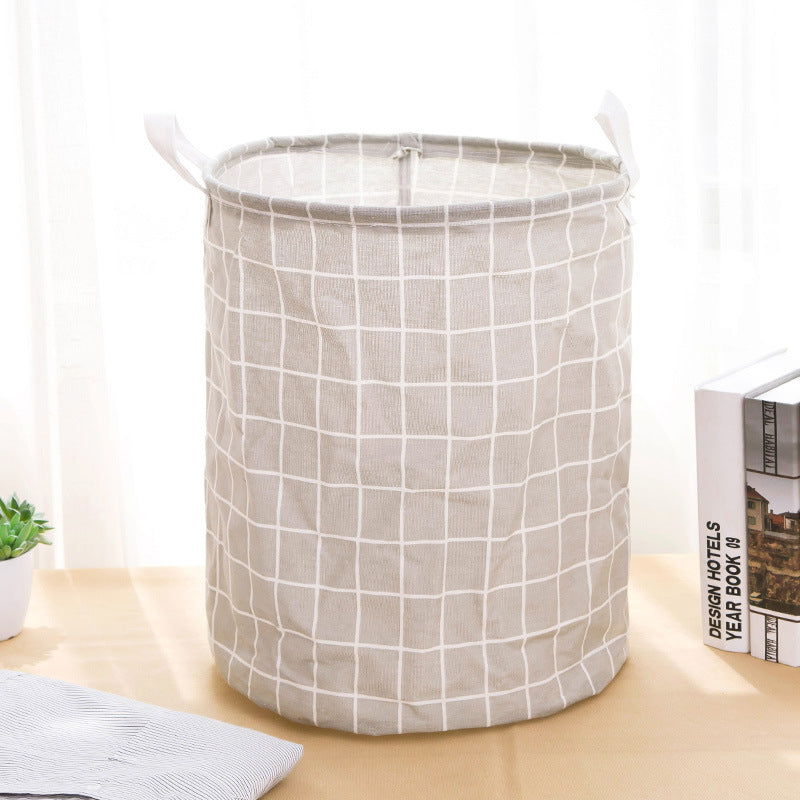 Stylish Plaid Fabric & Linen Dirty Clothes Basket