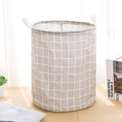 Stylish Plaid Fabric & Linen Dirty Clothes Basket