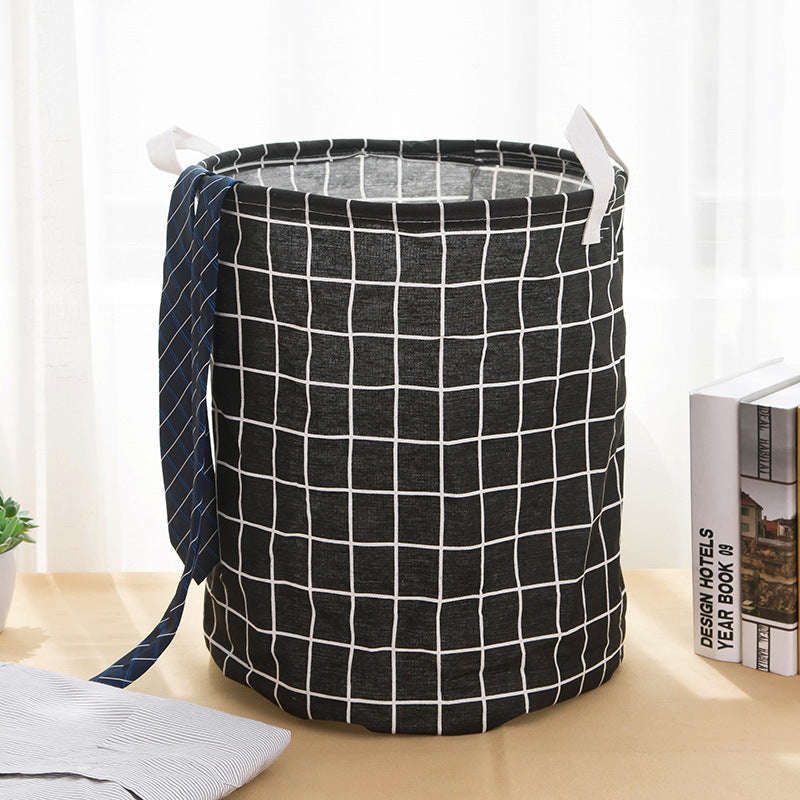 Stylish Plaid Fabric & Linen Dirty Clothes Basket