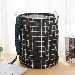 Stylish Plaid Fabric & Linen Dirty Clothes Basket