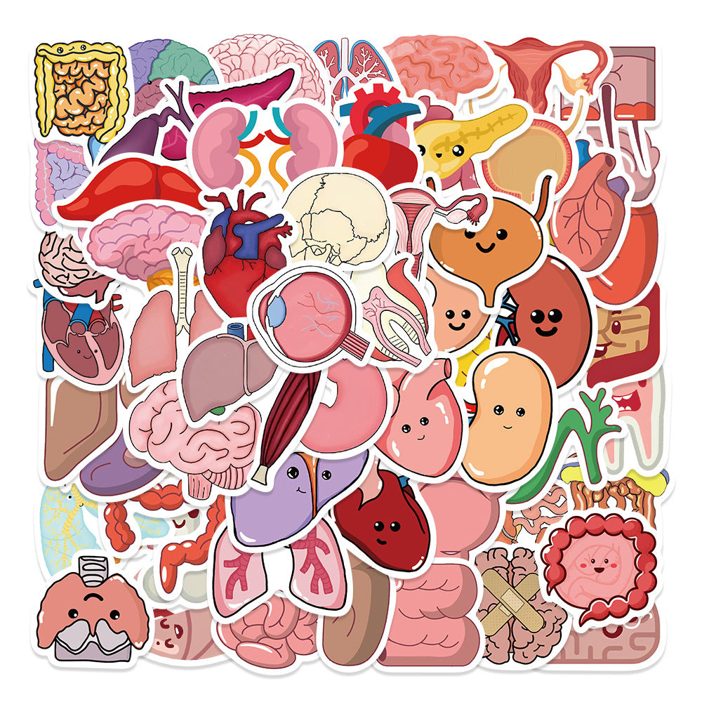 65pc Human Organs Cartoon Stickers DIY Room Decoration