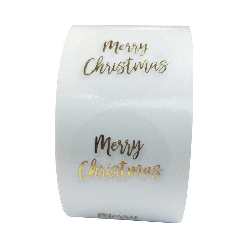 500pcs Round Merry Christmas Stickers Transparent Sealing Stationery Stickers