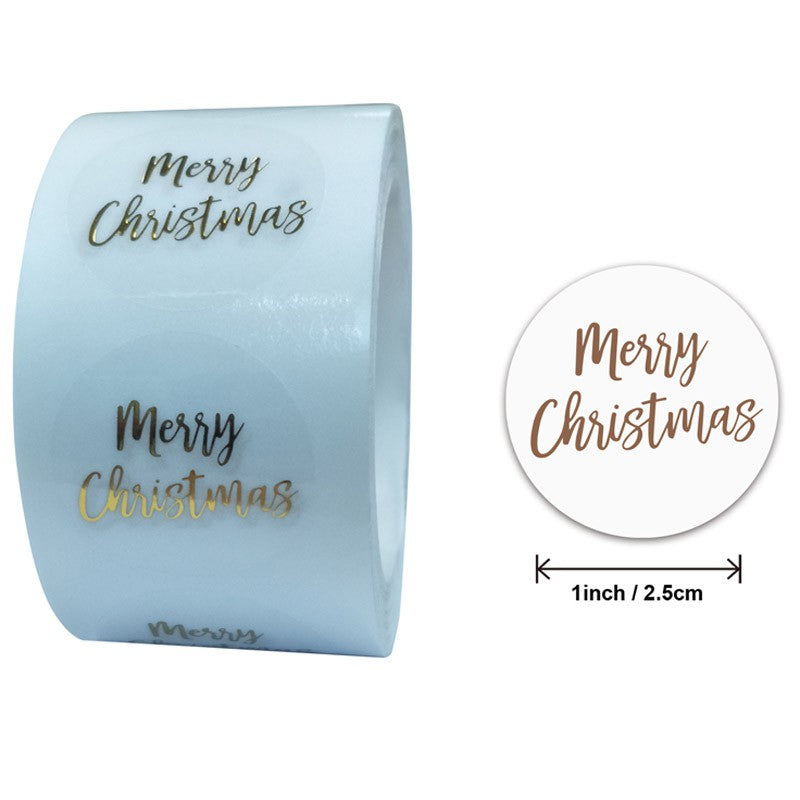 500pcs Round Merry Christmas Stickers Transparent Sealing Stationery Stickers