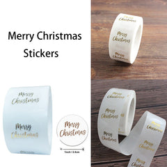 500pcs Round Merry Christmas Stickers Transparent Sealing Stationery Stickers