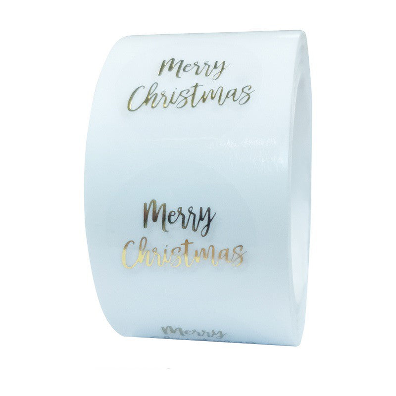 500pcs Round Merry Christmas Stickers Transparent Sealing Stationery Stickers
